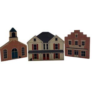The Cats Meow 1986 Roscoe Wooden Buildings Set Of 3
